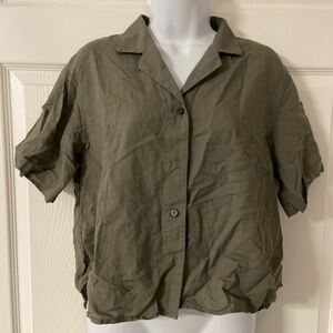 1- UNIQLO Grayish Olive Button Front Shirt